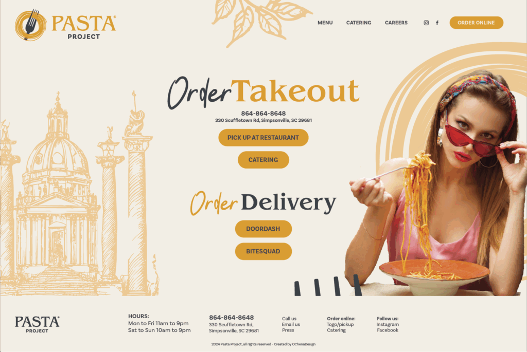Takeout page for pasta project